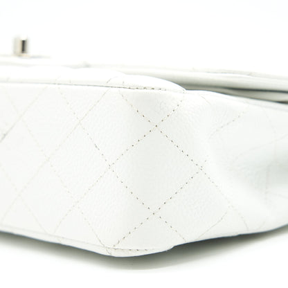 CHANEL MEDIUM CLASSIC DOUBLE FLAP BAG CAVIAR WHITE