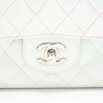 CHANEL MEDIUM CLASSIC DOUBLE FLAP BAG CAVIAR WHITE