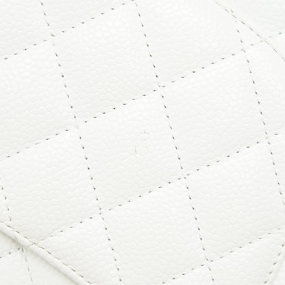 CHANEL MEDIUM CLASSIC DOUBLE FLAP BAG CAVIAR WHITE