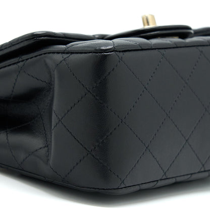 Chanel Mini Square Flap Bag Lambskin Black  (Microchip)