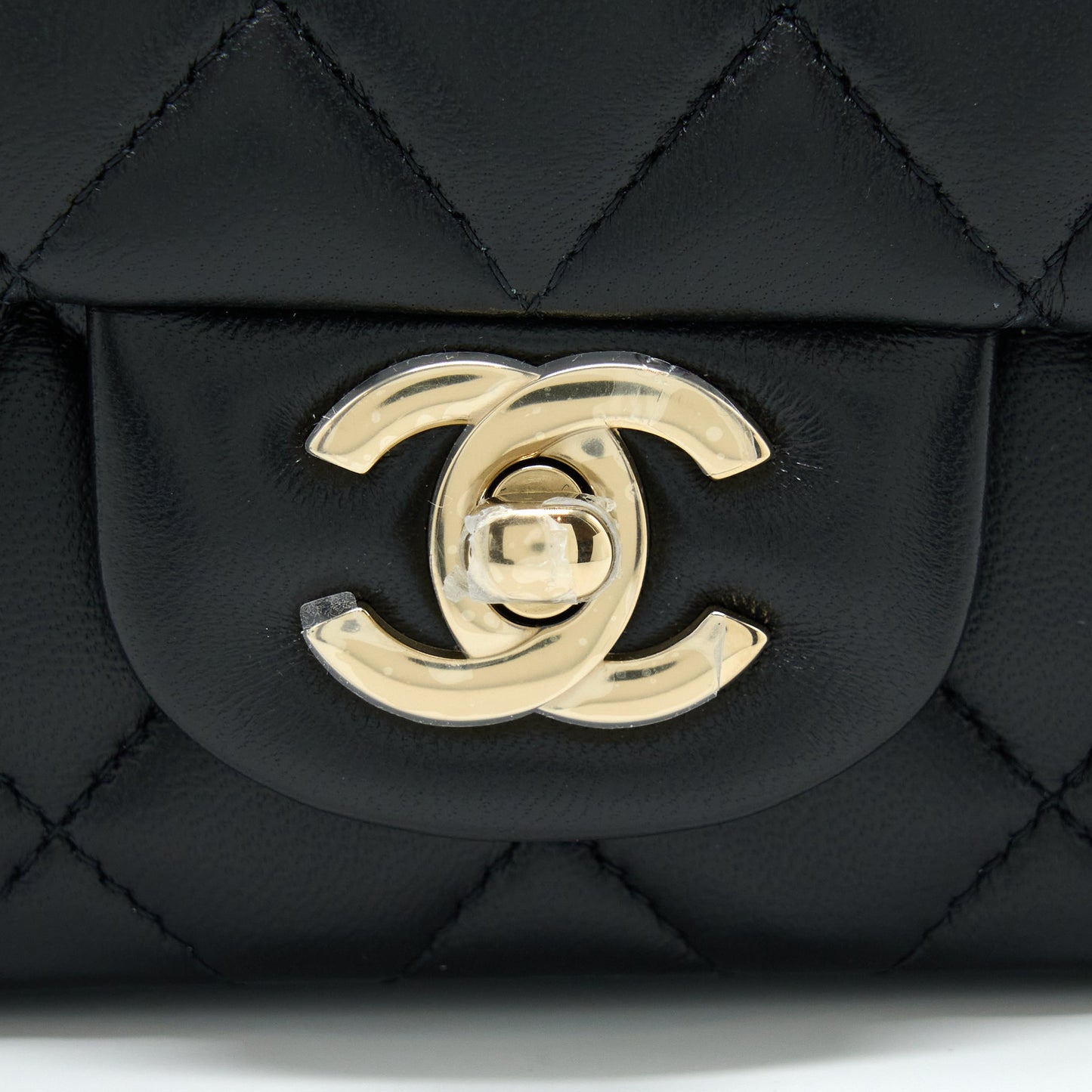 Chanel Mini Square Flap Bag Lambskin Black  (Microchip)