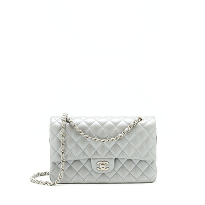 Chanel Medium Classic Flap Bag Silver Grey