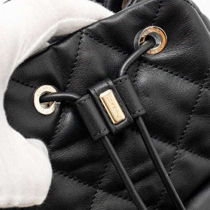 Chanel Drawstring Two Pockets Backpack Calfskin Black