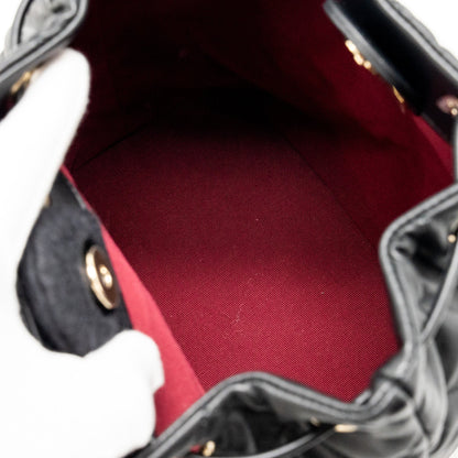 Chanel Drawstring Two Pockets Backpack Calfskin Black