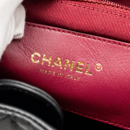 Chanel Drawstring Two Pockets Backpack Calfskin Black