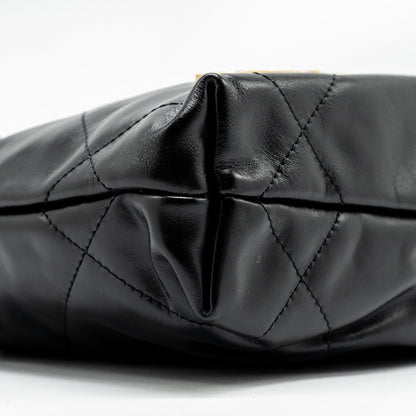 Chanel Mini 22 Bag Calfskin Black  (Microchip)
