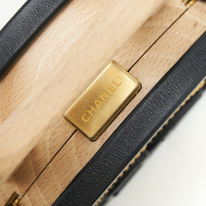 Chanel 22C small vanity case beech wood, calfskin beige / black with