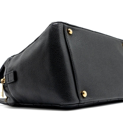 Chanel CC logo small shopping tote bag caviar black