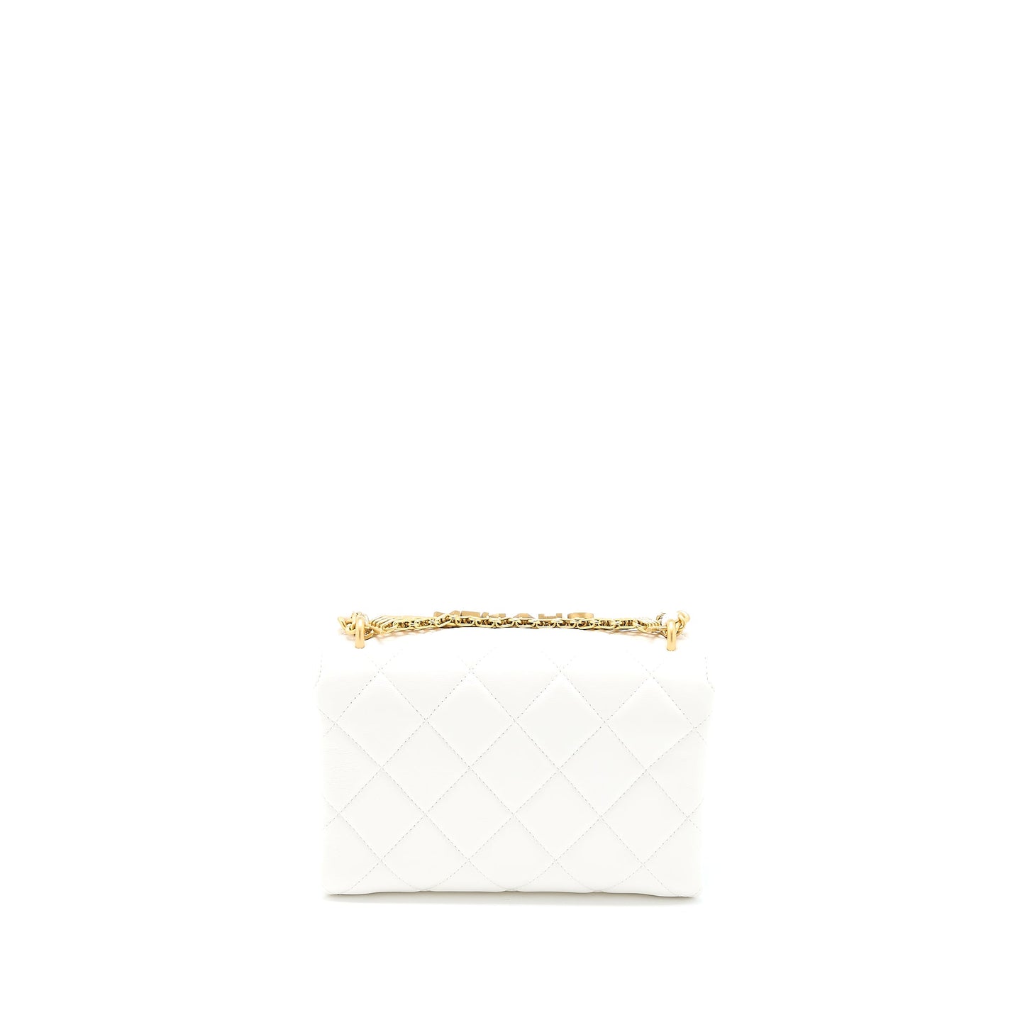 Chanel Quilted Flap Bag with Letter Chain Lambskin White  (Microchip)