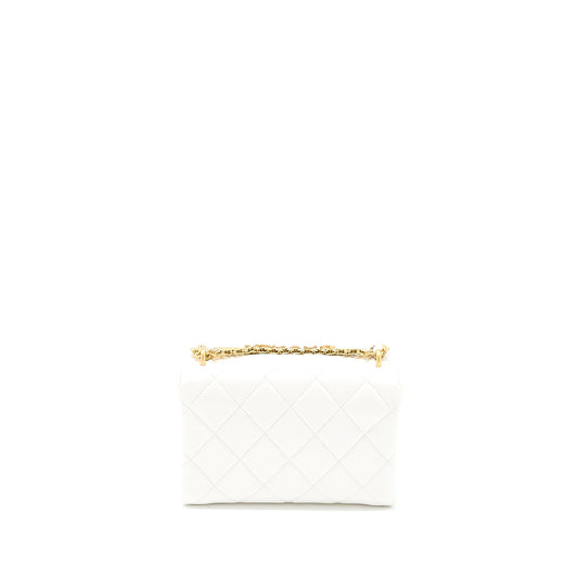 Chanel Quilted Flap Bag with Letter Chain Lambskin White  (Microchip)