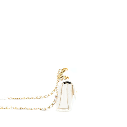 Chanel Quilted Flap Bag with Letter Chain Lambskin White  (Microchip)