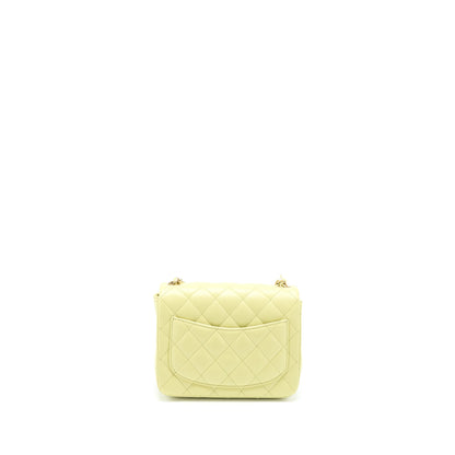 Chanel 23C Mini Square Flap Bag Lambskin Light Green L (Microchip)
