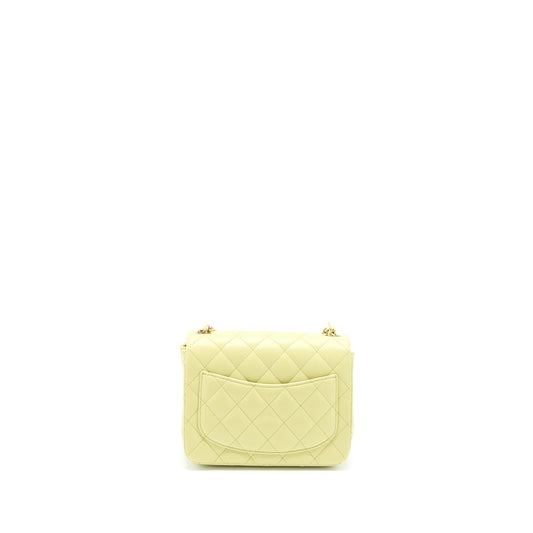 Chanel 23C Mini Square Flap Bag Lambskin Light Green L (Microchip)