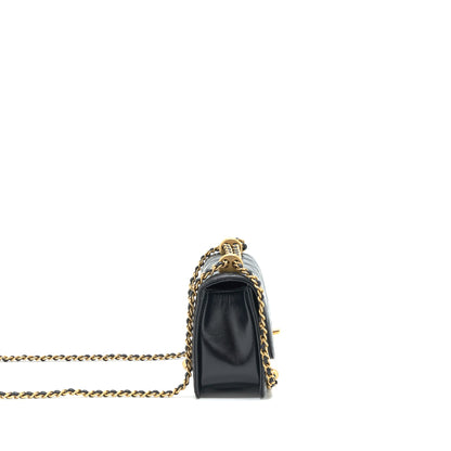 CHANEL 21A GOLD CRUSH FLAP BAG CALFSKIN Black