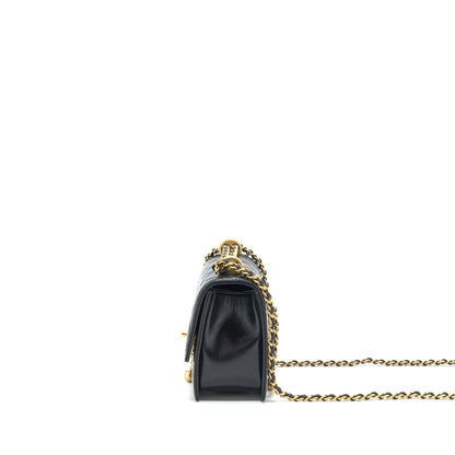 CHANEL 21A GOLD CRUSH FLAP BAG CALFSKIN Black
