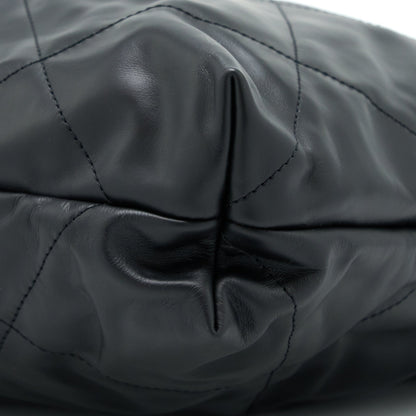 Chanel 22 Bag Medium Shiny Calfskin Black  (Microchip)