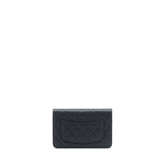 Chanel Giant CC Logo Wallet On Chain Caviar Black L (Microchip)