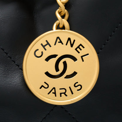 Chanel 22 Bag Medium Shiny Calfskin Black  (Microchip)