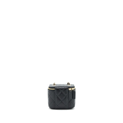 Chanel Mini Vanity With Camellia Chain Lambskin Black L