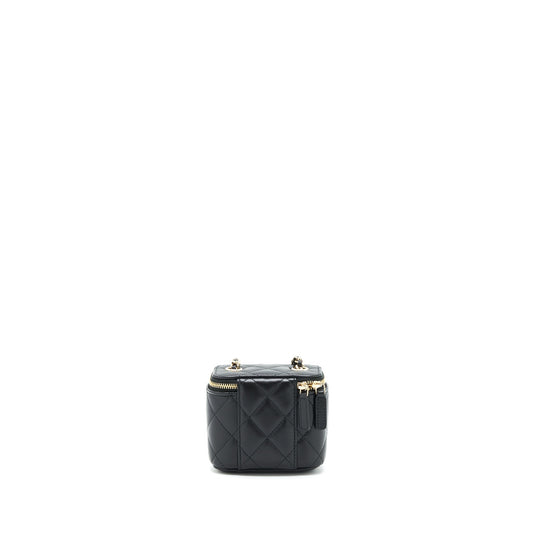 Chanel Mini Vanity With Camellia Chain Lambskin Black L