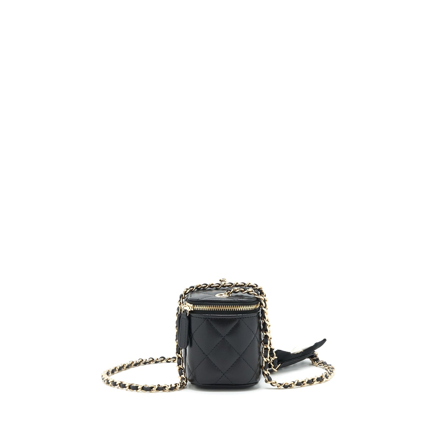 Chanel Mini Vanity With Camellia Chain Lambskin Black L