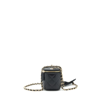 Chanel Mini Vanity With Camellia Chain Lambskin Black L