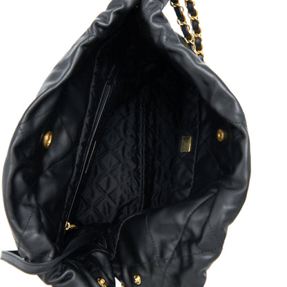 Chanel 22 Bag Medium Shiny Calfskin Black  (Microchip)