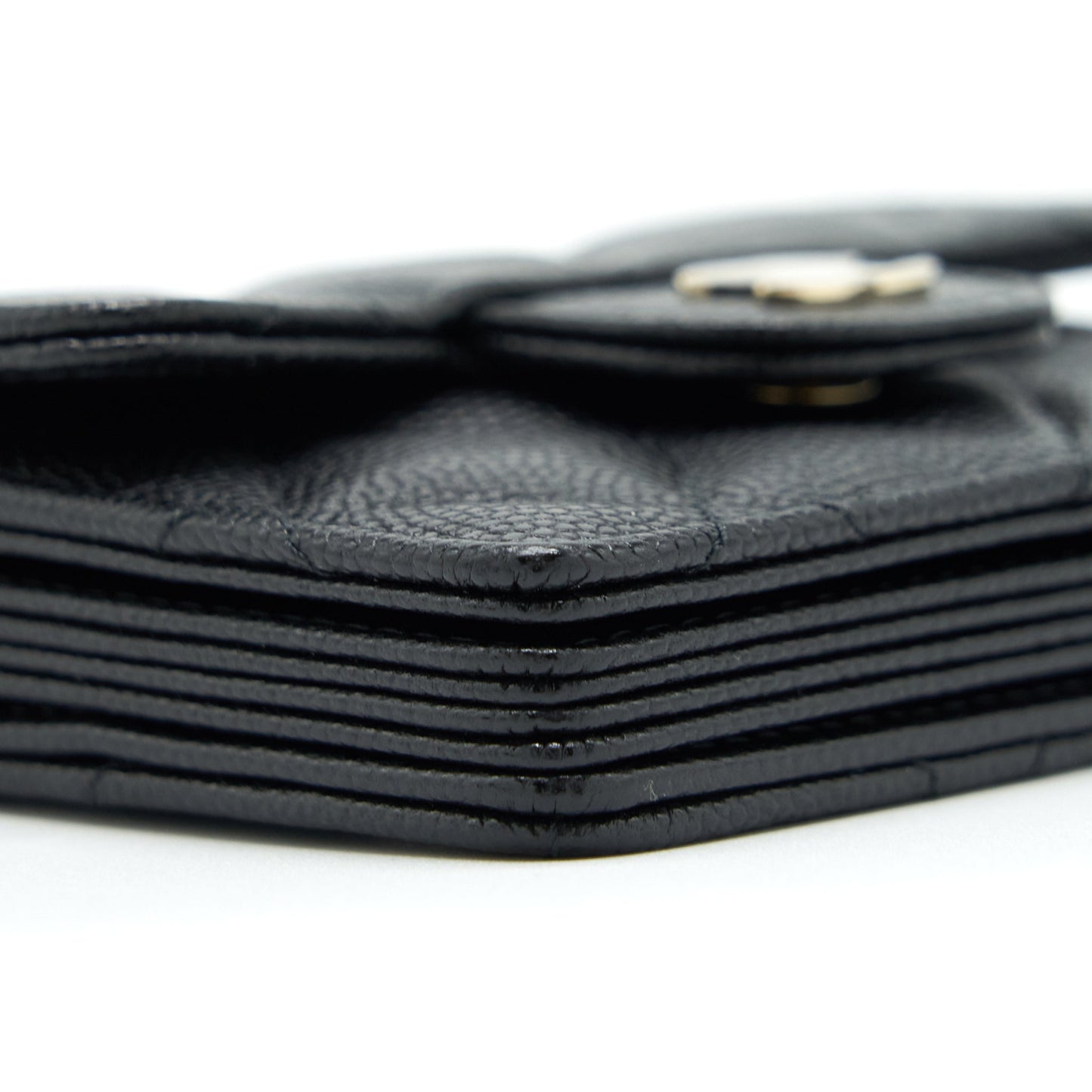 Chanel Card Holder On Chain Caviar Black L