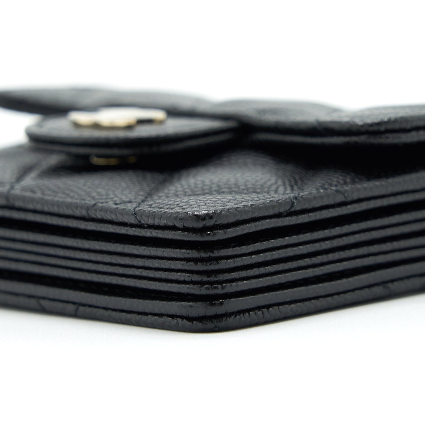 Chanel Card Holder On Chain Caviar Black L