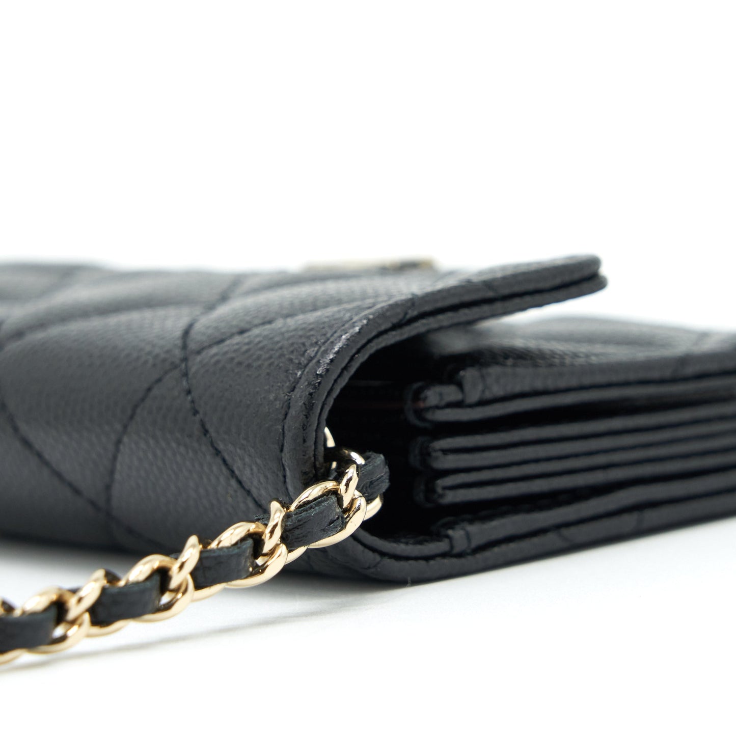 Chanel Card Holder On Chain Caviar Black L