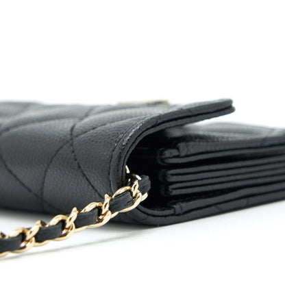 Chanel Card Holder On Chain Caviar Black L