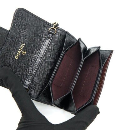 Chanel Card Holder On Chain Caviar Black L