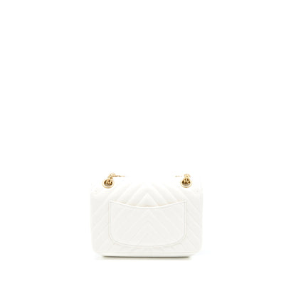 Chanel Mini 2.55 Reissue Chevron Flap Bag Aged Calfskin White Brushed  (Microchip)
