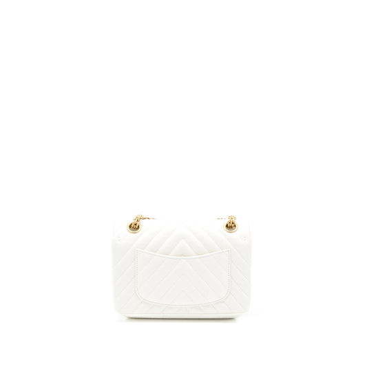 Chanel Mini 2.55 Reissue Chevron Flap Bag Aged Calfskin White Brushed  (Microchip)