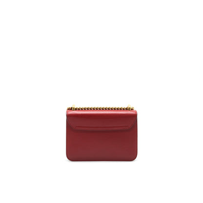 Gucci Bow and Pearl Leather Chain Shoulder Bag Red