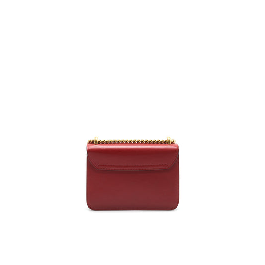 Gucci Bow and Pearl Leather Chain Shoulder Bag Red