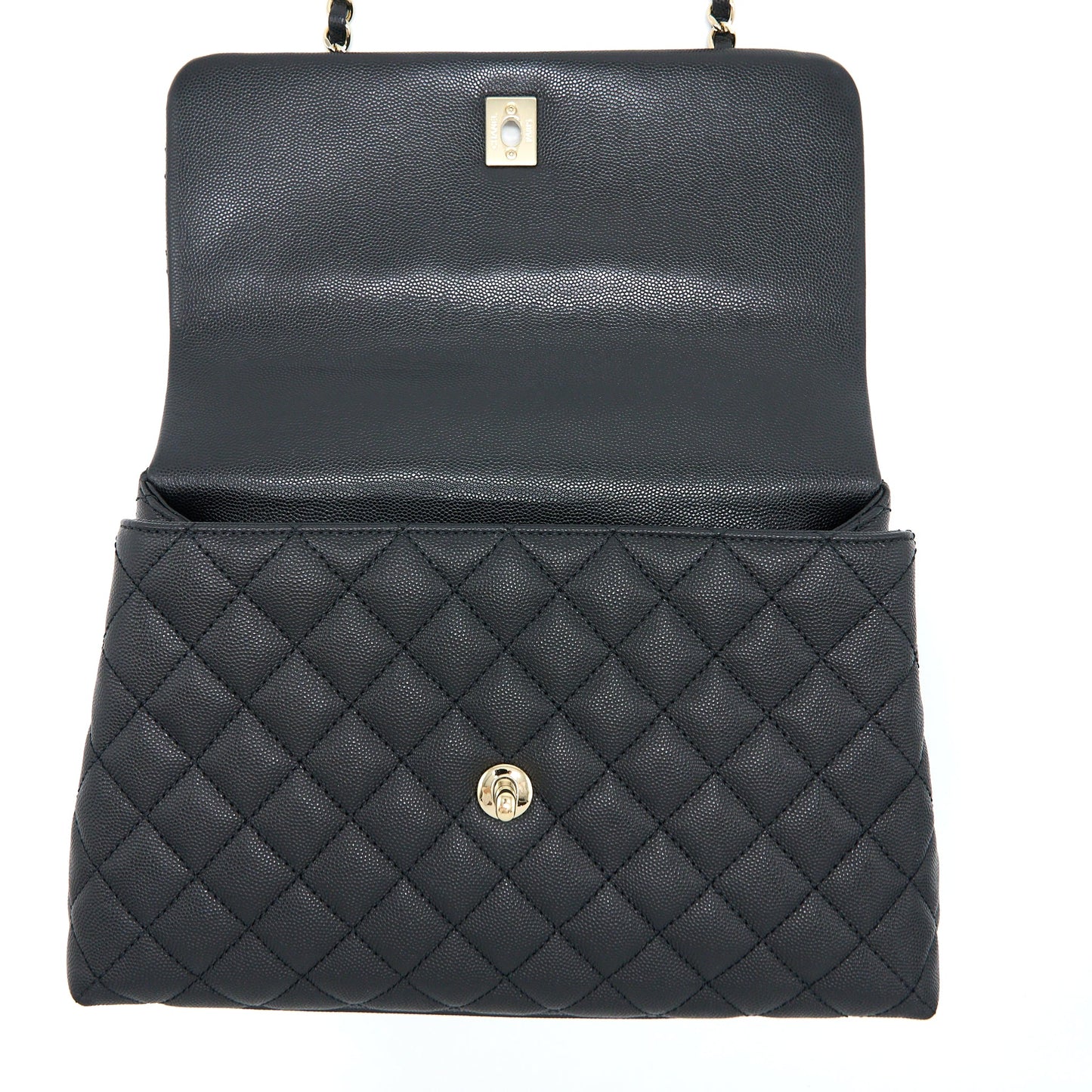 Chanel Medium Coco Handle Caviar Black L