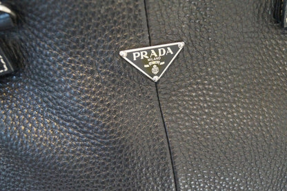 Prada Vitello Daino Black Calfskin Leather Shoulder Bag