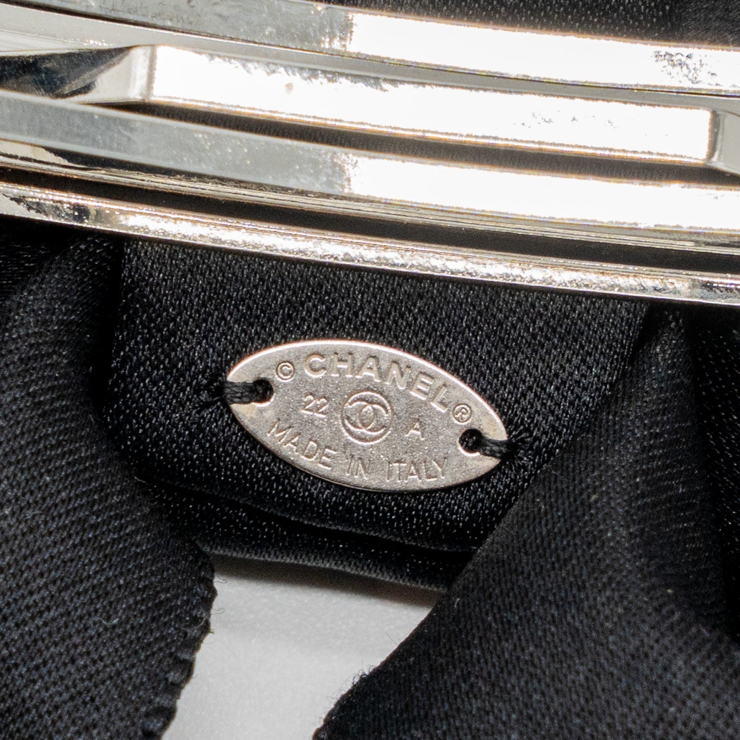 Chanel bow Hair Clip silk Black