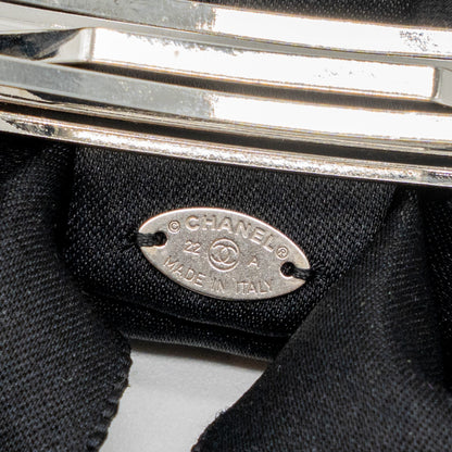 Chanel bow Hair Clip silk Black