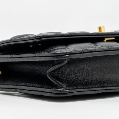 Chanel Pearl Crush Wallet On Chain Lambskin Black  (Microchip)