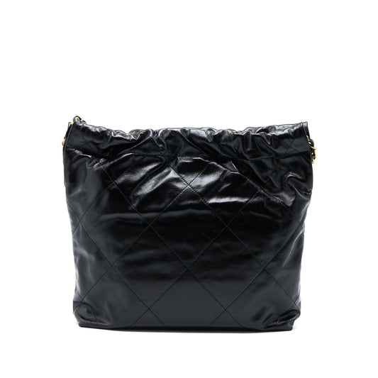 Chanel Small 22 Bag Gold Letter Shiny Calfskin Black  (Microchip)
