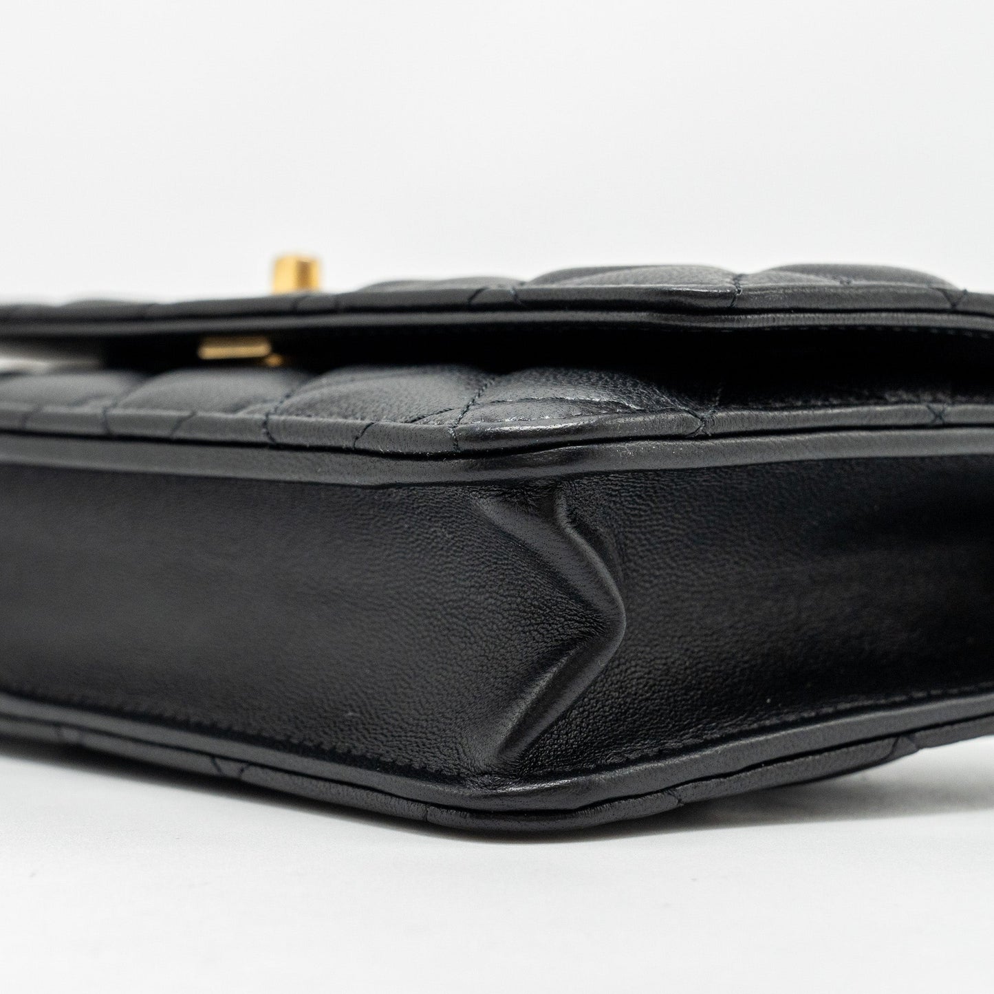 Chanel Pearl Crush Wallet On Chain Lambskin Black  (Microchip)