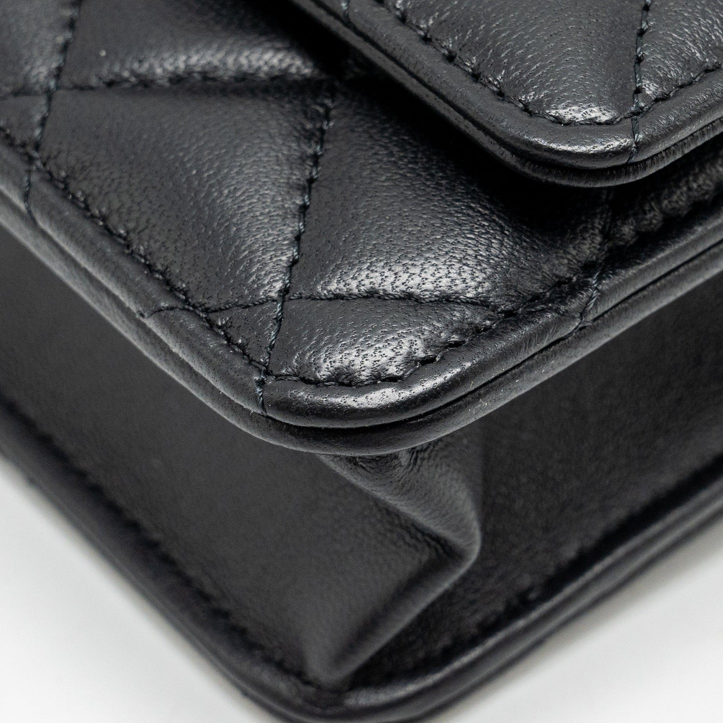 Chanel Pearl Crush Wallet On Chain Lambskin Black  (Microchip)