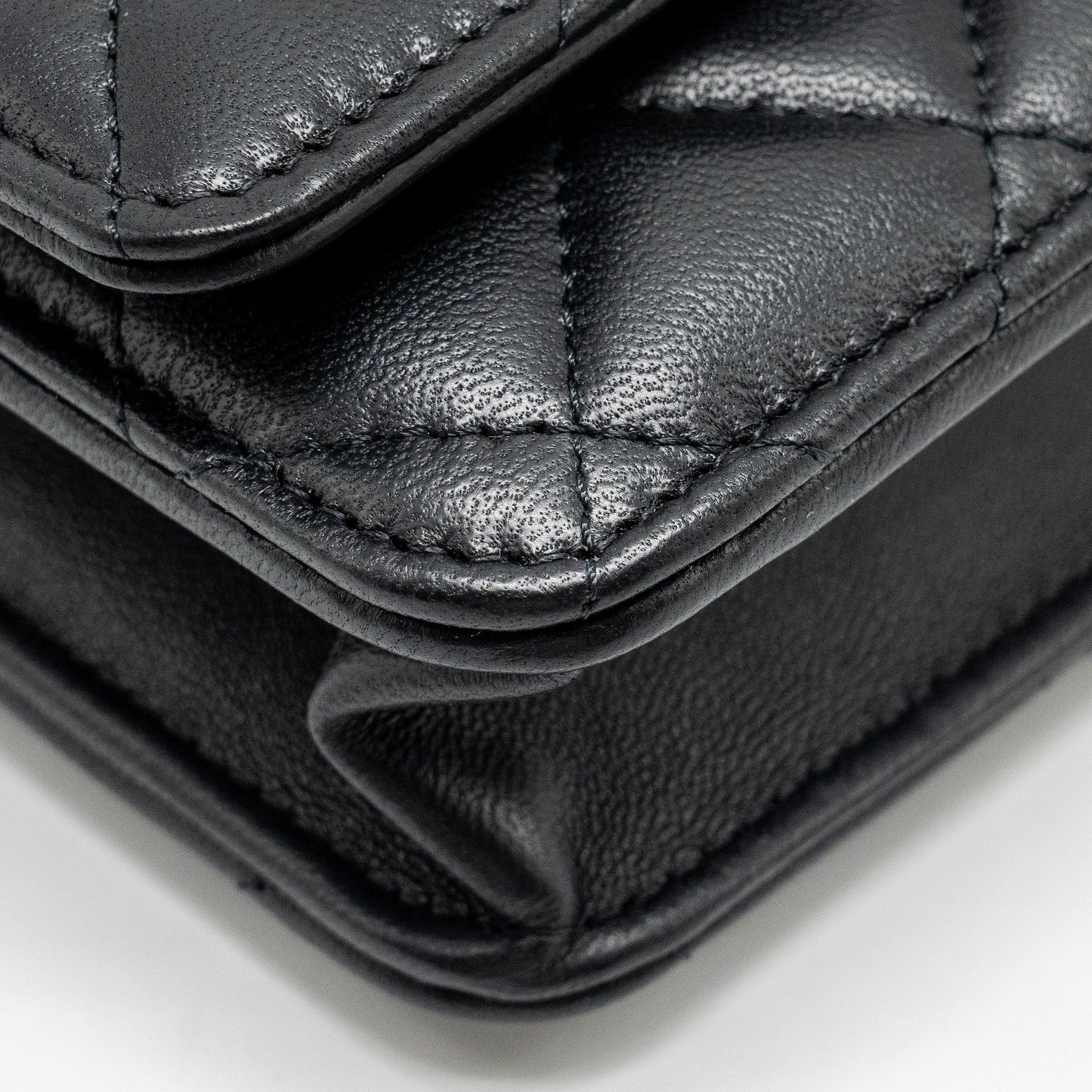 Chanel Pearl Crush Wallet On Chain Lambskin Black  (Microchip)