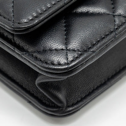 Chanel Pearl Crush Wallet On Chain Lambskin Black  (Microchip)