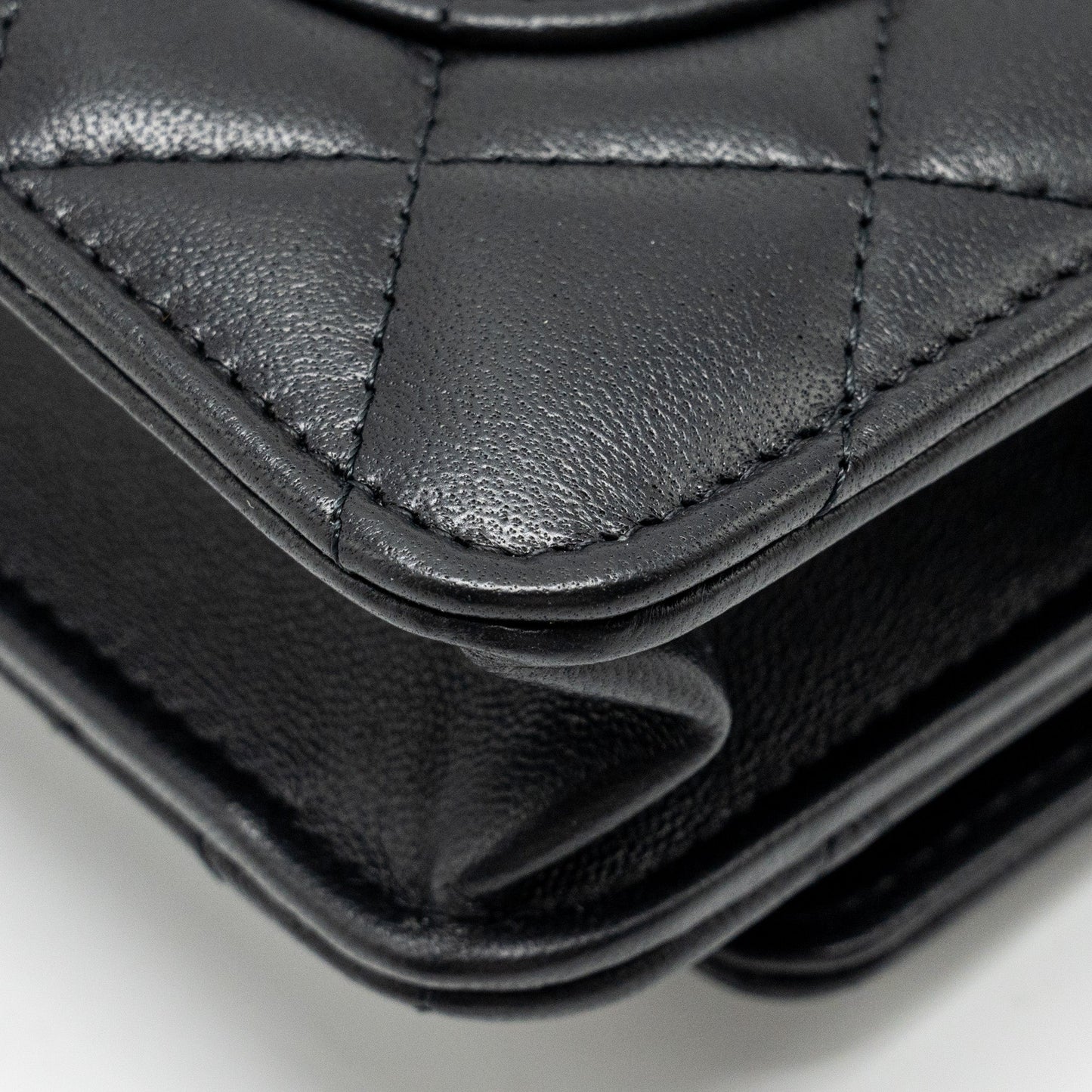 Chanel Pearl Crush Wallet On Chain Lambskin Black  (Microchip)