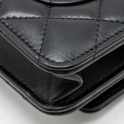 Chanel Pearl Crush Wallet On Chain Lambskin Black  (Microchip)