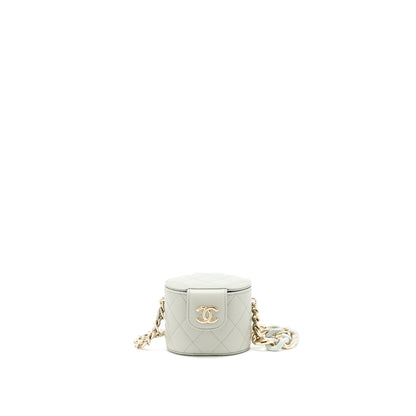 Chanel Giant Chain Mini Vanity Case Lambskin Light Grey L