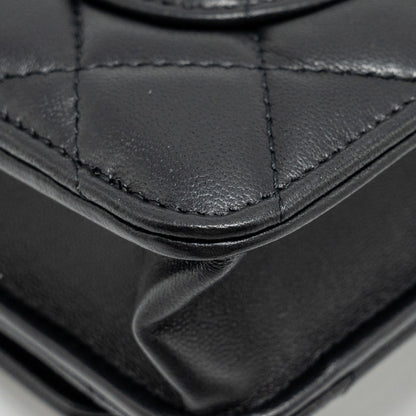 Chanel Pearl Crush Wallet On Chain Lambskin Black  (Microchip)